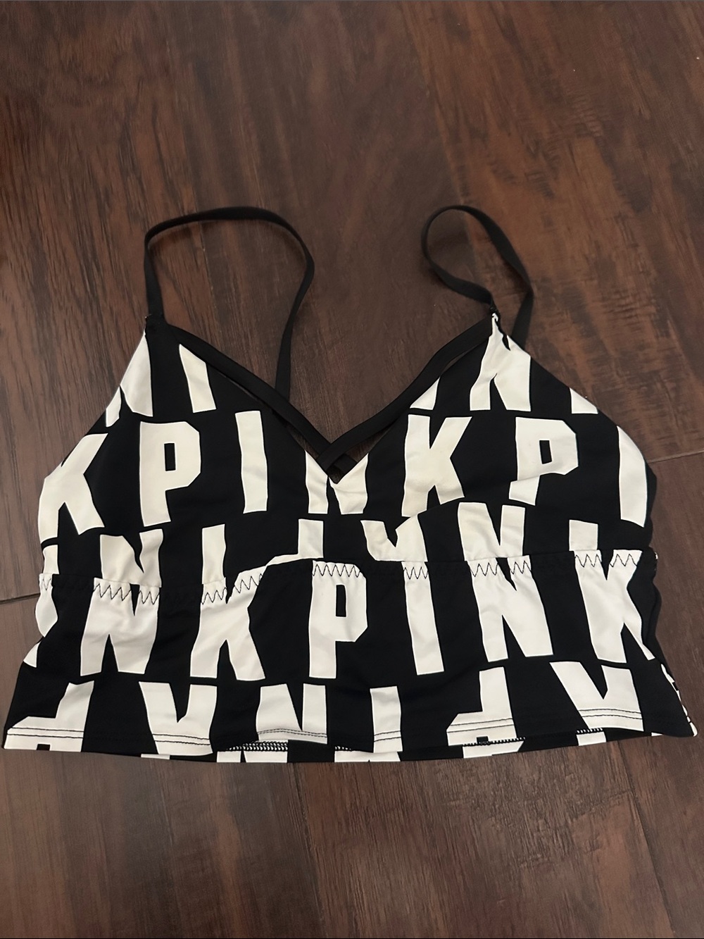 PINK Victoria's Secret Black & White Logo Crop Camisole